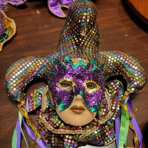 SOLD - Mardi Gras Jester Mask Decoration